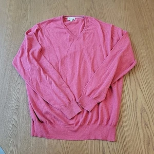 Peter Millar Men’s V Neck Pullover Sweater Red Size XL Silk Cotton Cashmere - Picture 1 of 8