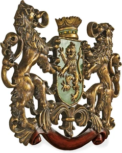 Stemma Araldico Reale Con Leoni Scultura Da Parete Decorazione in Stile Medieval - Foto 1 di 12
