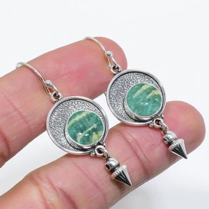 Amazonite Natural Gemstone Handmade 925 Sterling Silver Jewelry Earrings - Picture 1 of 4