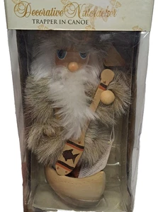 Christmas Nutcracker Trapper In Canoe Classic Treasure Collectible 8" Box Decor - Picture 1 of 11