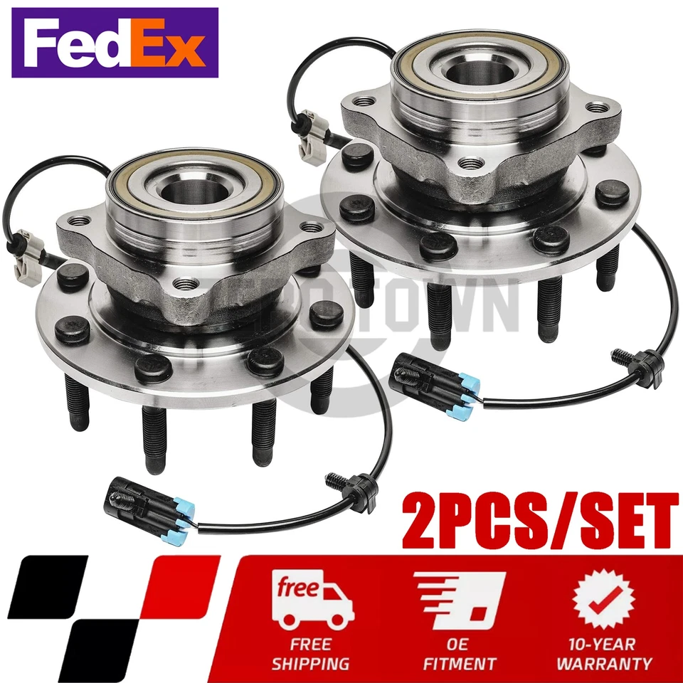 4WD Front Wheel Bearing Hub Pair For Chevy Silverado GMC Sierra 2500 HD Foto 1 de 4