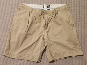 MEN'S CHAPS SHORTS SZ 36 KHAKI SAND BEIGE BUTTON CLOSURE ZIP GOLF 8 INCH LENGTH - Picture 1 of 3