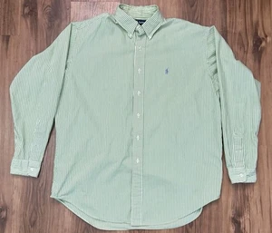 Camisa Polo Ralph Lauren Abotonada Para Hombre Talla Grande Verde Blanco Clásica Rayas  - Imagen 1 de 8