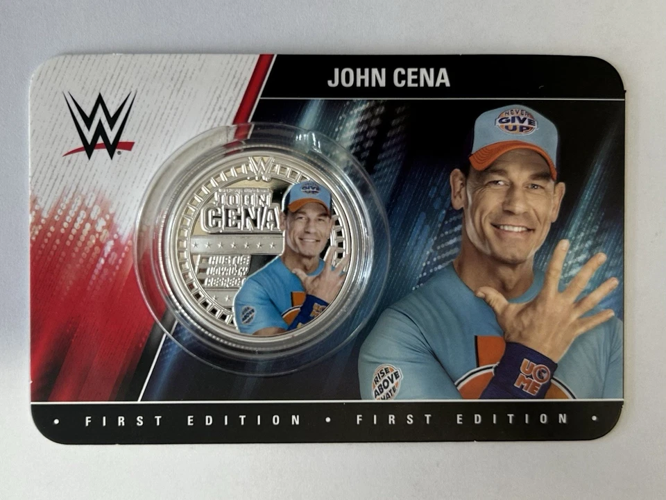 Official WWE Wrestling Collection John Cena Silver Plated Commemorative Coin