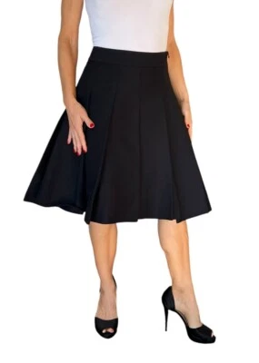 Women's Jil Sander $810  Dark Navy/Black Cotton Pleated Above Knee Skirt 40 8/M - Image 1 of 4