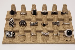 Lot of 18 Sterling Silver Multi Gemstone & Statement Rings Bands Various 10 9 8 - Picture 1 of 11