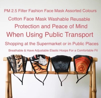 Face Mask Fashion Mask Cotton Washable Reusable With PM2.5 Filter Adult Unisex  - Image 1 of 4