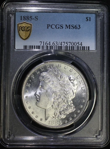 1885 S Morgan Silver Dollar MS63 Choice BU Better Date White Coin Cover