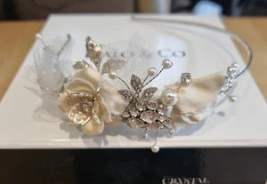 Halo & Co Wedding Special Occasion Tiara Swarovski Crystal Design Ivory - Picture 1 of 12