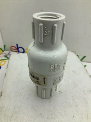 ADJ  Check Valve FXF 1205-05 Schedule 40 PVC White 1/2” 5 LBS spring D2466 - Image 1 of 4