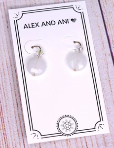 NEW Alex and Ani Genuine White Quartz Gold Filled Wire Earrings - Picture 1 of 4