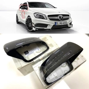 Nuevo Genuino Mercedes Clase A W176 Brillo Negro Ala Espejo Cubiertas con Indicadores - Imagen 1 de 2