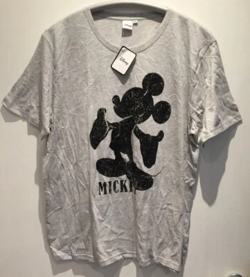 NEU DISNEY MICKEY MOUSE HERREN T-SHIRT XL  XXL PRINT-SHIRT GRAU COMIC - Bild 1 von 3