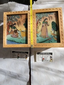 Indien Handarbeit Deko Box mit Edelsteinbild auf Vorder- und Rückseite - 2001 NEU - Bild 1 von 10