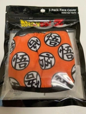 3 MASCARILLA FACIAL DE TELA DRAGON BALL Z JUVENTUD 4 AÑOS + COLOR NARANJA NEGRO LAVABLE Foto 1 de 4
