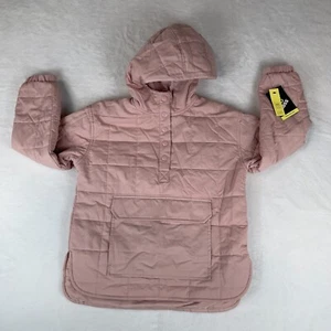 Art Class Quilted Jacket Girls Medium Pink Solid Hooded Warm 1/4 Snap Button - Picture 1 of 4
