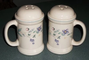 Pfaltzgraff April Pattern Large Salt & Pepper Shakers W/ Handles - Picture 1 of 4