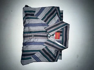 Vintage Ely Plains Western Hemd Herren L Vertical Stripe Kurzarm Pearl Snap - Bild 1 von 7