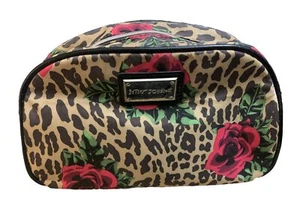 Betsey Johnson Pouch Roses & Animal Print Make Up Cosmetic Bag - Picture 1 of 8
