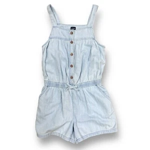 Gap Size 10 Youth Girls Romper Loose Fit Button Top Denim Shortall - Picture 1 of 1