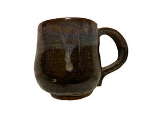 Vintage schöne kleine handgeworfene Kunstkeramik braun blau und lila Glasur - Bild 1 von 7