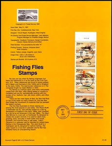 Official Fishing Flies First Day Souvenir Page May 31 1991 2549a Plate # A32225 - Picture 1 of 2