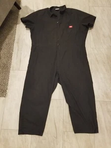 Vintage Dickies Jumpsuit Coveralls Short Sleeve Work Suit Black 52 Regular USED - Picture 1 of 14