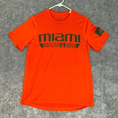 Camisa para mujer Miami Hurricanes pequeña Adidas naranja verde camiseta universidad NCAA natación Foto 1 de 4