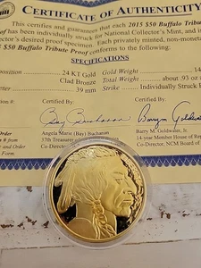 Moneda de prueba tributo a Buffalo 2015 de $50. Leer descripción y ver fotos  - Imagen 1 de 5