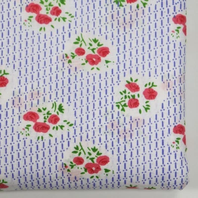 Vintage Fabric Yardage Dressmaking Pink Roses Cameos Blue 44 x 4Yards Cute - Image 1 of 4