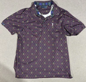William Murray Golf Polo Shirt Men’s Medium Geometric Print Burgundy Navy - Picture 1 of 6