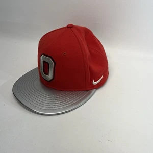 Nike Ohio State Buckeyes Blanco Plata Casco Bloque O Sombrero SnapBack Ajustable - Imagen 1 de 8