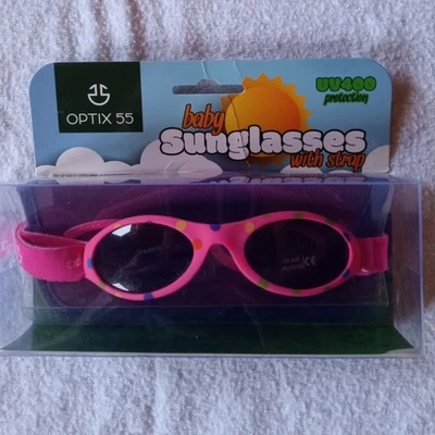 Optix 55 Baby Sunglasses with Strap Protection Flexible Frame Pink for 1 mo-3yrs - Image 1 of 4
