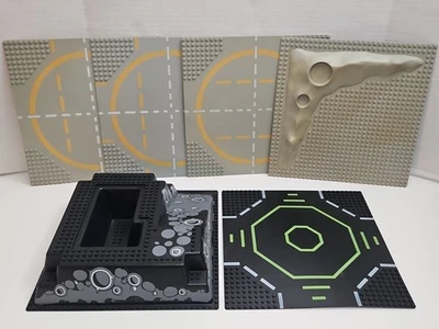 Lote de placas base Lego Space - 6 placas base vintage de cráter Blacktron y plataforma de aterrizaje Foto 1 de 4