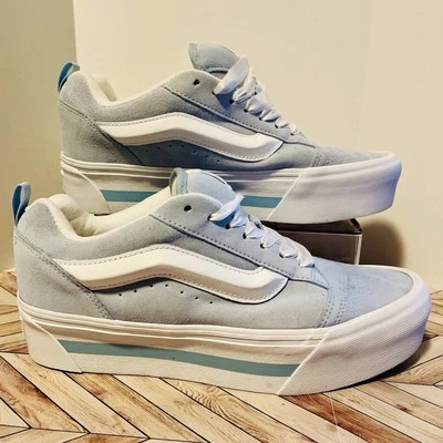 Tênis VANS Knu Stack Dream azul branco M 10 W 11,5 plataforma cadarços fita cetim - Imagem 1 de 4