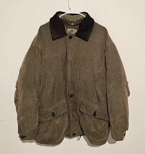 Vtg Rainforest Down Jacket Mens XL Leather Collar Removable Liner Barn Puffer  - Picture 1 of 14