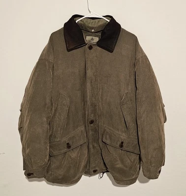 Vtg Rainforest Down Jacket Mens XL Leather Collar Removable Liner Barn Puffer  - Image 1 of 4