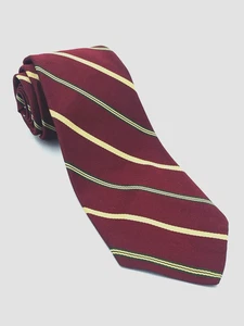 Corbata Brooks Brothers Makers para hombre 100 % seda Repp borgoña oro verde rayas - Imagen 1 de 4