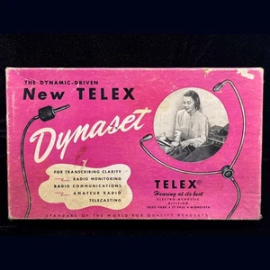 Vtg Telex Dynaset Headset w/ Box - Gray Audograph - Retro Radio Advertisement - Picture 1 of 18