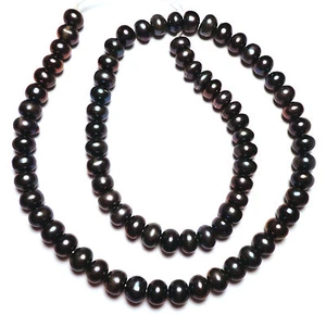 BLACK RAINBOW LUSTER FRESHWATER PEARLS OVAL ROUND BEADS 16"Std T023A 4x6mm-5x6mm - Picture 1 of 1