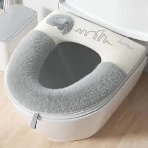 Toilet Seat Cover Washable Warmer Toilet Mat Plush Toilet Seat Mat For Bathroom - Picture 1 of 12