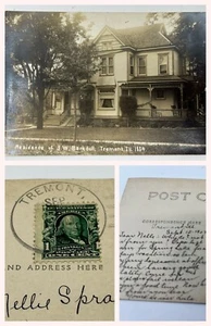 RARO 1907 TREMONT ILLINOIS Residencia J.W. Barkdoll-1884 BUGGY & FARM STORE-RPPC - Imagen 1 de 10