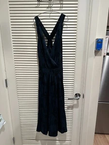 Marc Jacobs - 100% Silk Navy Blue Black Cocktail Evening Midi Maxi Dress Size 4 - Picture 1 of 4