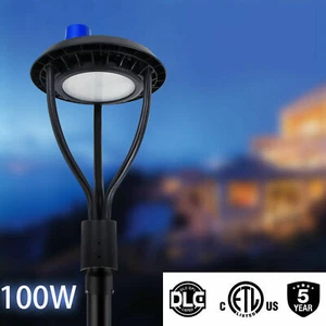 100Watt Led Post Top Light Dusk To Dawn For Street Area Garden Parking Lot 5000K - Picture 1 of 8