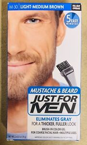 Just For Men Mustache and Beard Color Gel Light Medium Brown M-30 1 Pack