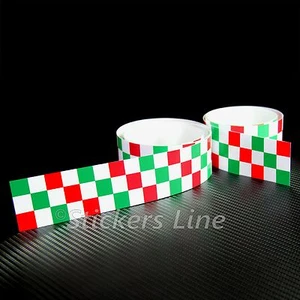 2 PZ Fascia adesiva TRICOLORE a SCACCHI cm 120X13 striscia scacchiera adesivo - Foto 1 di 1