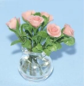 Roses in Glass Pitcher Dollhouse Miniature 1:12 Scale - Picture 1 of 1