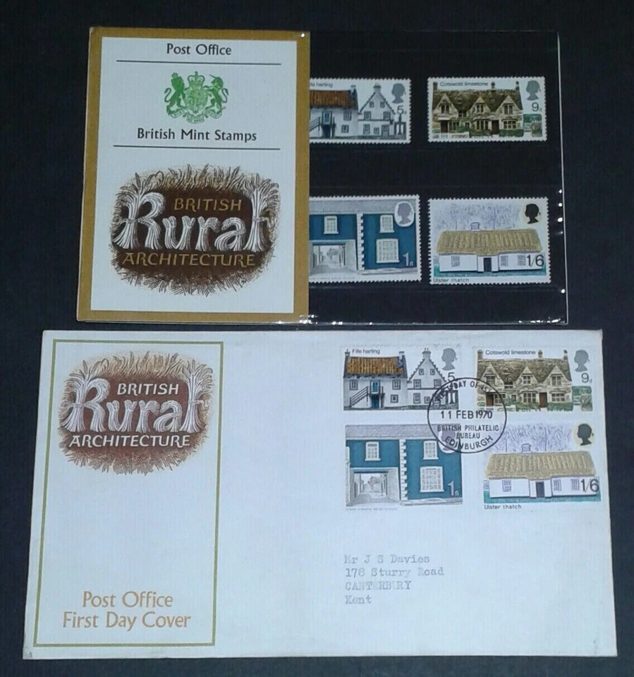 RMP-1 ** 1970 BRITISH RURAL ARCHITECTURE ** ROYAL MAIL FDC / PRESENTATION PACK - Image 1 of 1
