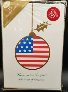 Image Arts amerikanische Flagge Weihnachtsschmuck Urlaubskarte 18er-Pack mit Umschlägen - Bild 1 von 2