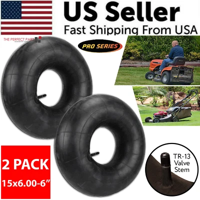 THE PERFECT PART 2PCS 15x6.00-6 Lawn Mower Tire Inner Tubes 15X6-6, 15X6x6, 15/6x6 TR13 Valve ATV